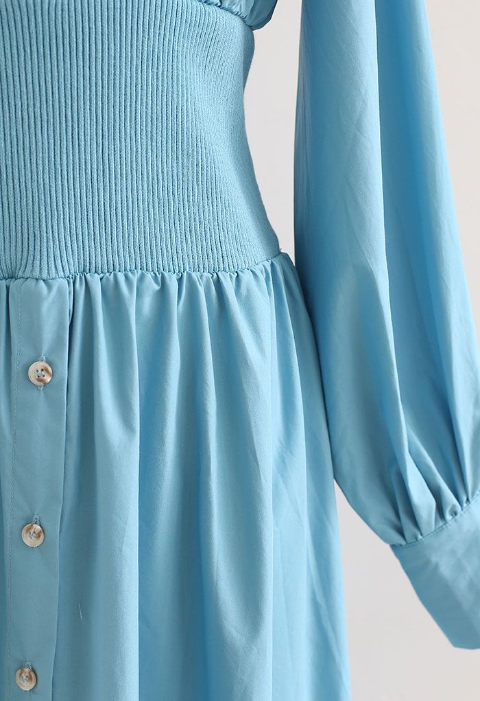 Hemdblusenkleid aus Baumwolle mit Knöpfen in Blau