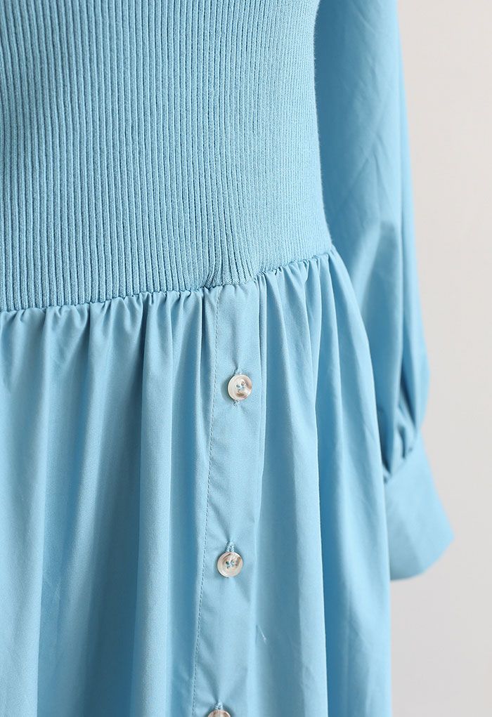 Hemdblusenkleid aus Baumwolle mit Knöpfen in Blau