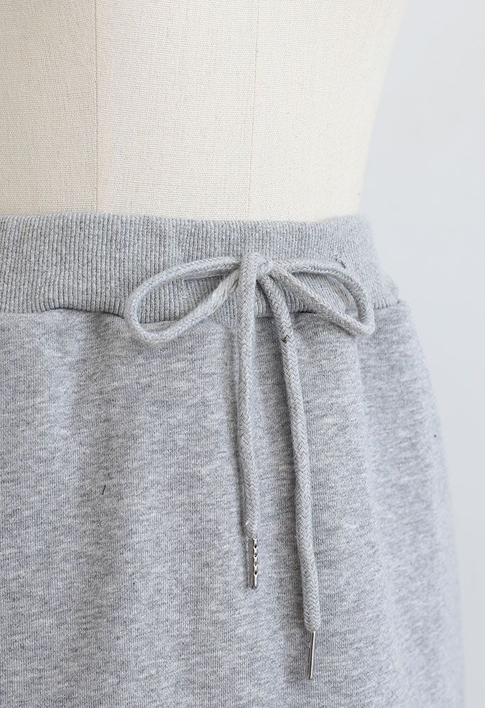 Minirock aus Baumwolle mit Kordelzug in Grau
