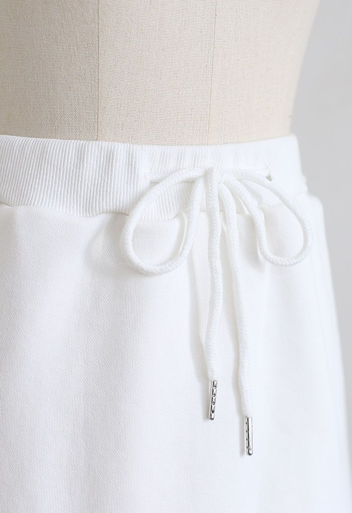 Minirock aus Baumwolle mit Kordelzug in Weiß