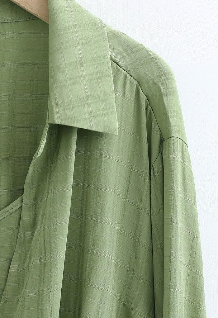 Gefälschtes, zweiteiliges, strukturiertes, kariertes Hemd in Grün