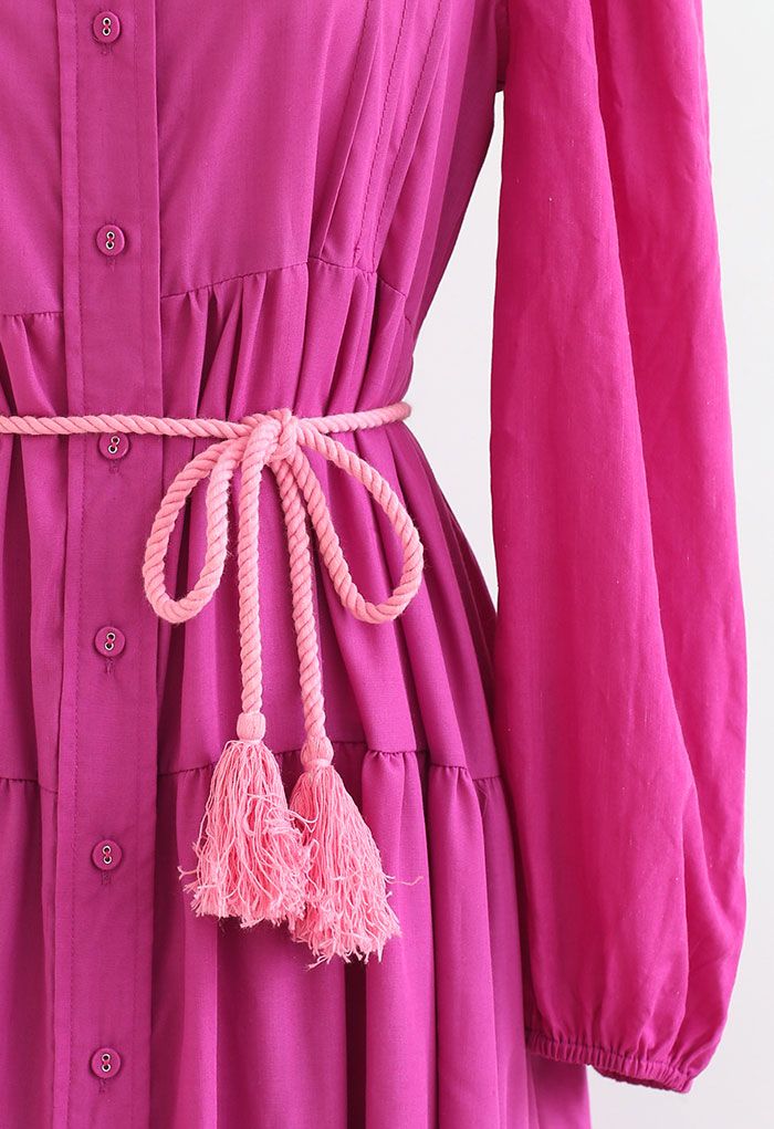 Maxikleid aus Baumwolle mit Blumenmuster in Hot Pink