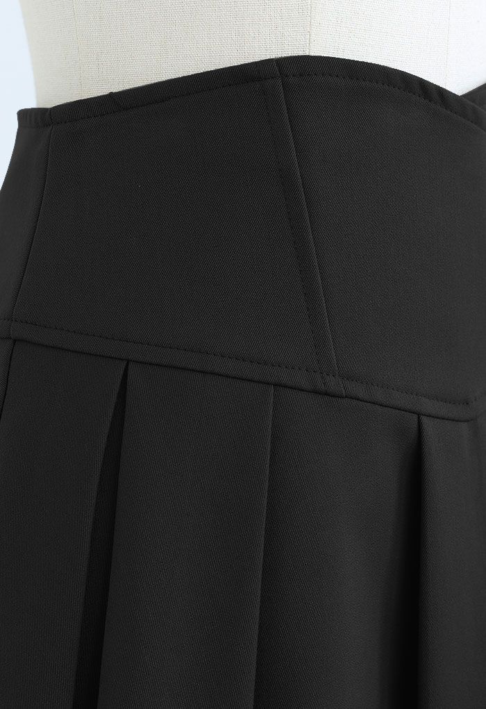 Korsett-Minirock mit Taillenfalten in Schwarz