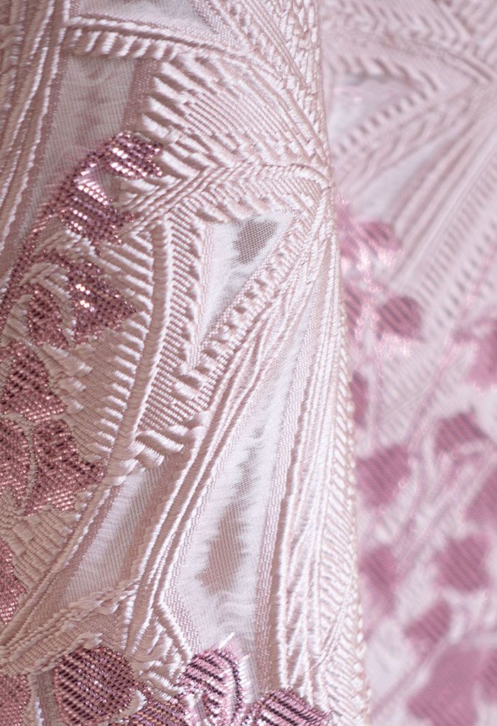 Harebell – Bestickter Jacquard-Midirock in A-Linie in Rosa