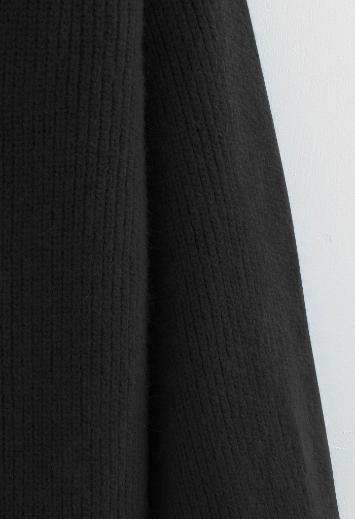 Essential – Gerippter Longline-Cardigan mit offener Vorderseite in Schwarz
