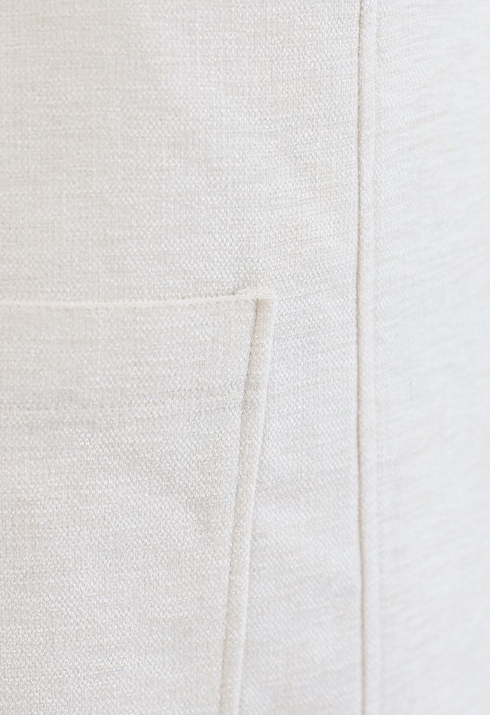 Gepatchter Pocket Shimmer Tweed Minirock aus Elfenbein