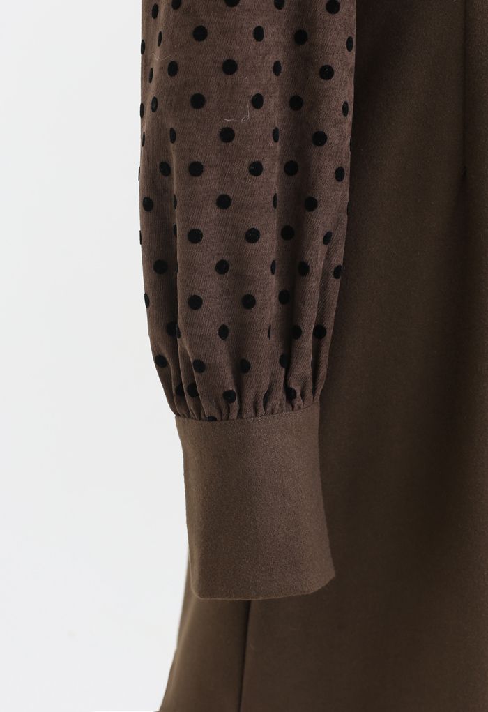 Dots Splicing Sleeves Minikleid in Braun