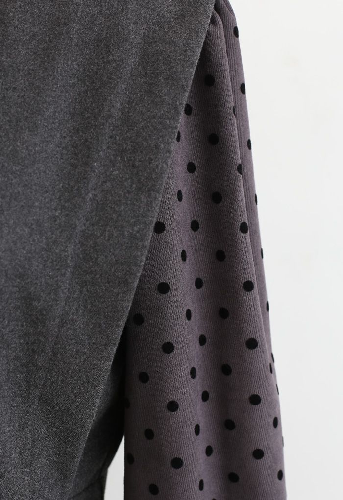 Dots Splicing Sleeves Minikleid in Grau