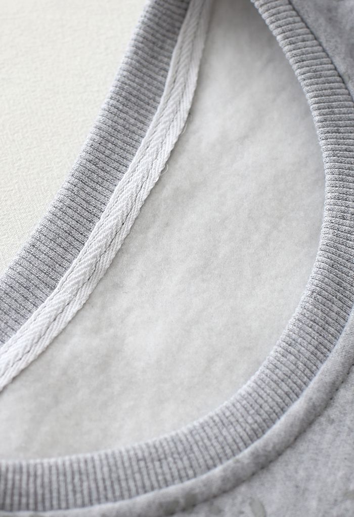 Geflecktes Fleece-Sweatshirt in Grau