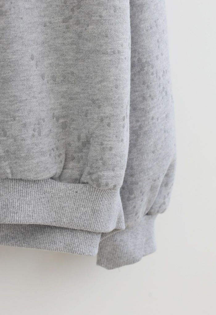 Geflecktes Fleece-Sweatshirt in Grau