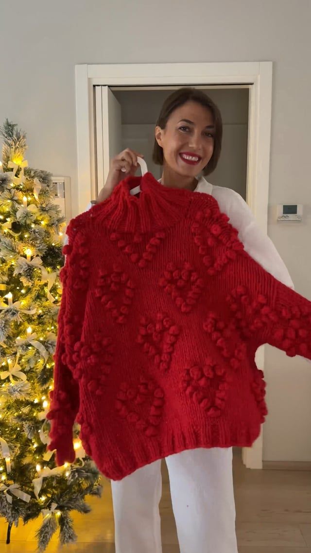 Stricken Sie Ihren Love-Rollkragenpullover in Rot