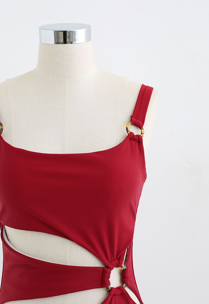 Amber Badeanzug mit O-Ring-Ausschnitt in Rot