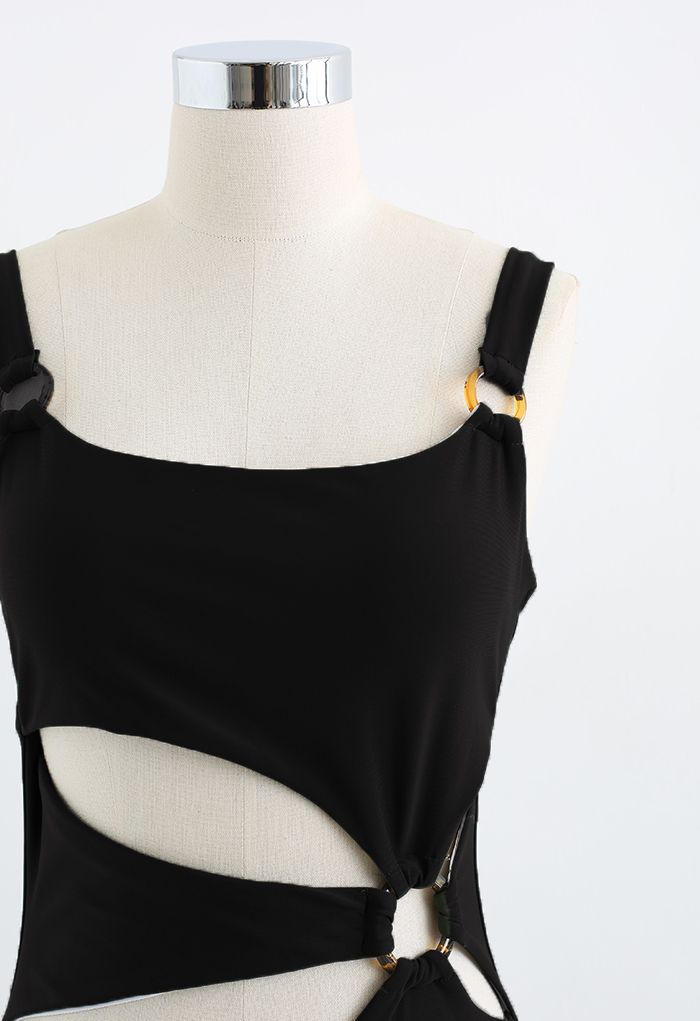 Amber Badeanzug mit O-Ring-Ausschnitt in Schwarz