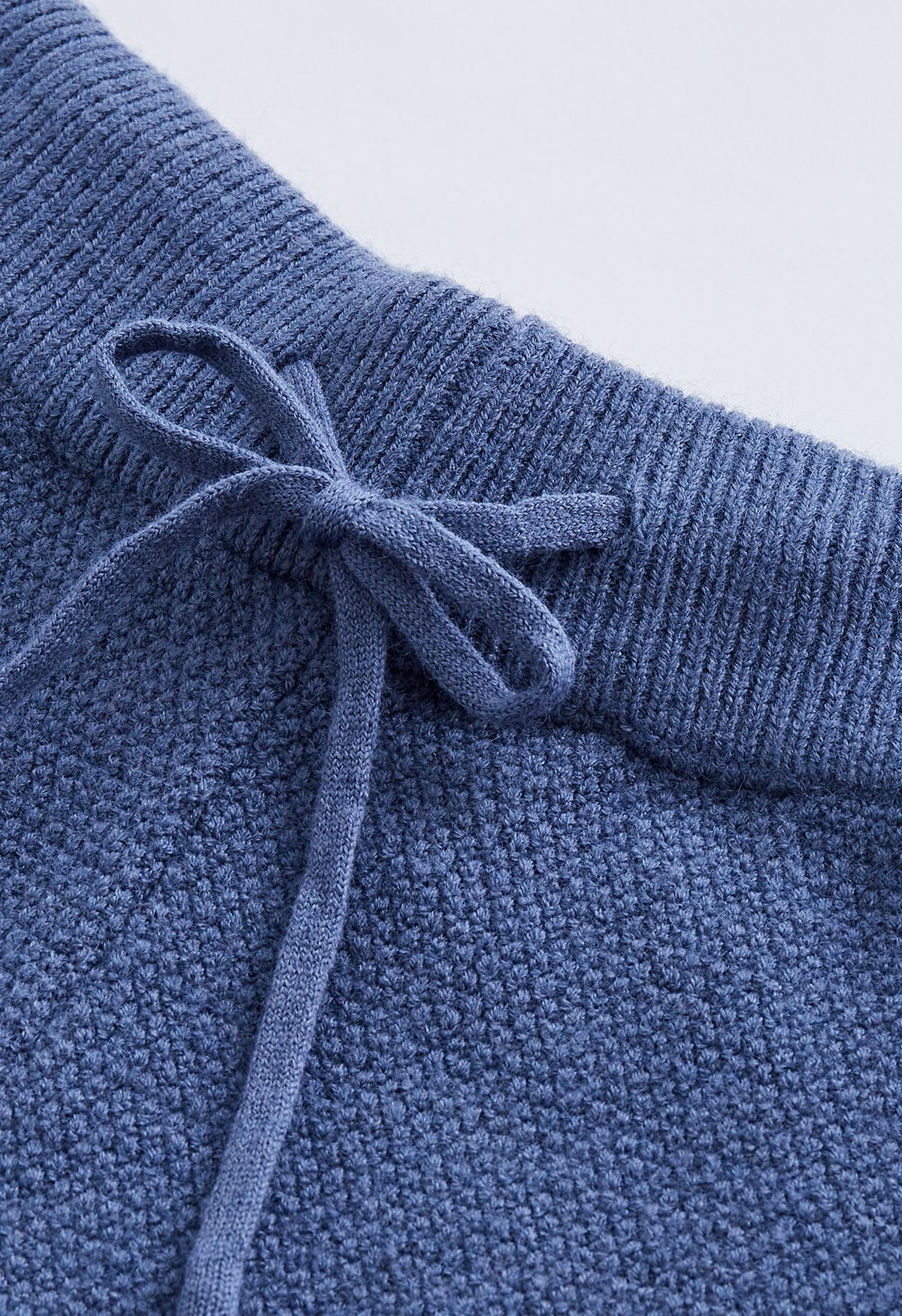 Waffelstrick-Hi-Lo-Pullover und Hose mit weitem Bein im Set in Blau