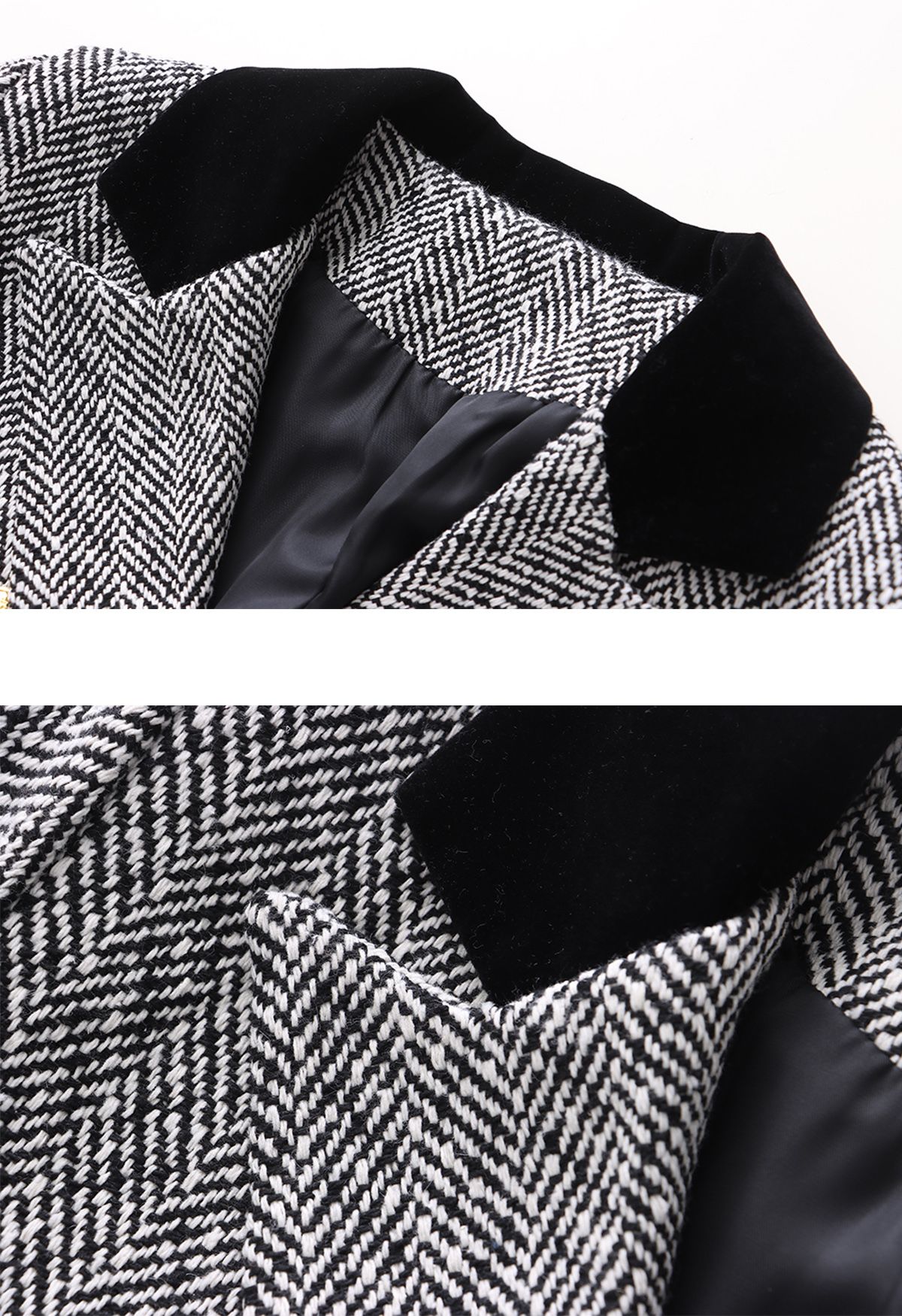 Crop-Blazer aus Tweed mit Fischgrätmuster und plissiertem Minirock im Set