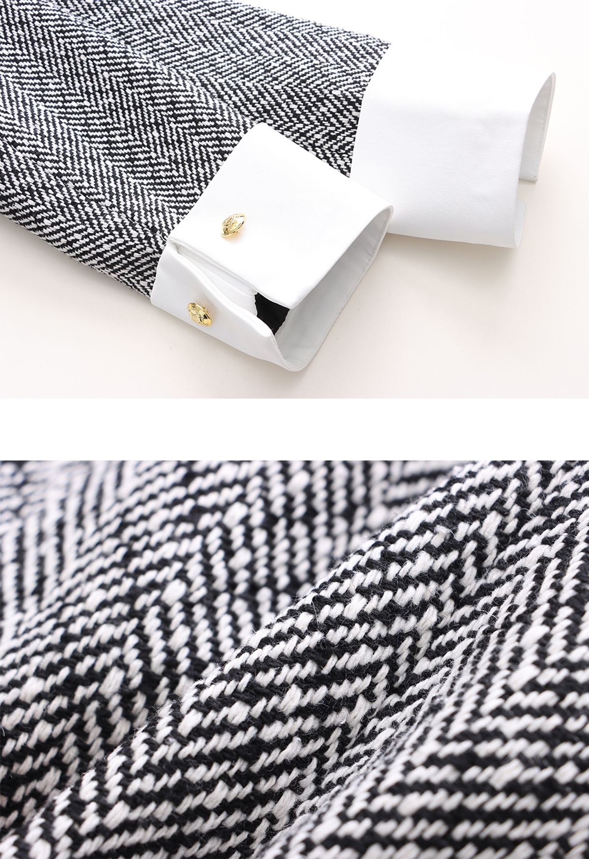 Crop-Blazer aus Tweed mit Fischgrätmuster und plissiertem Minirock im Set