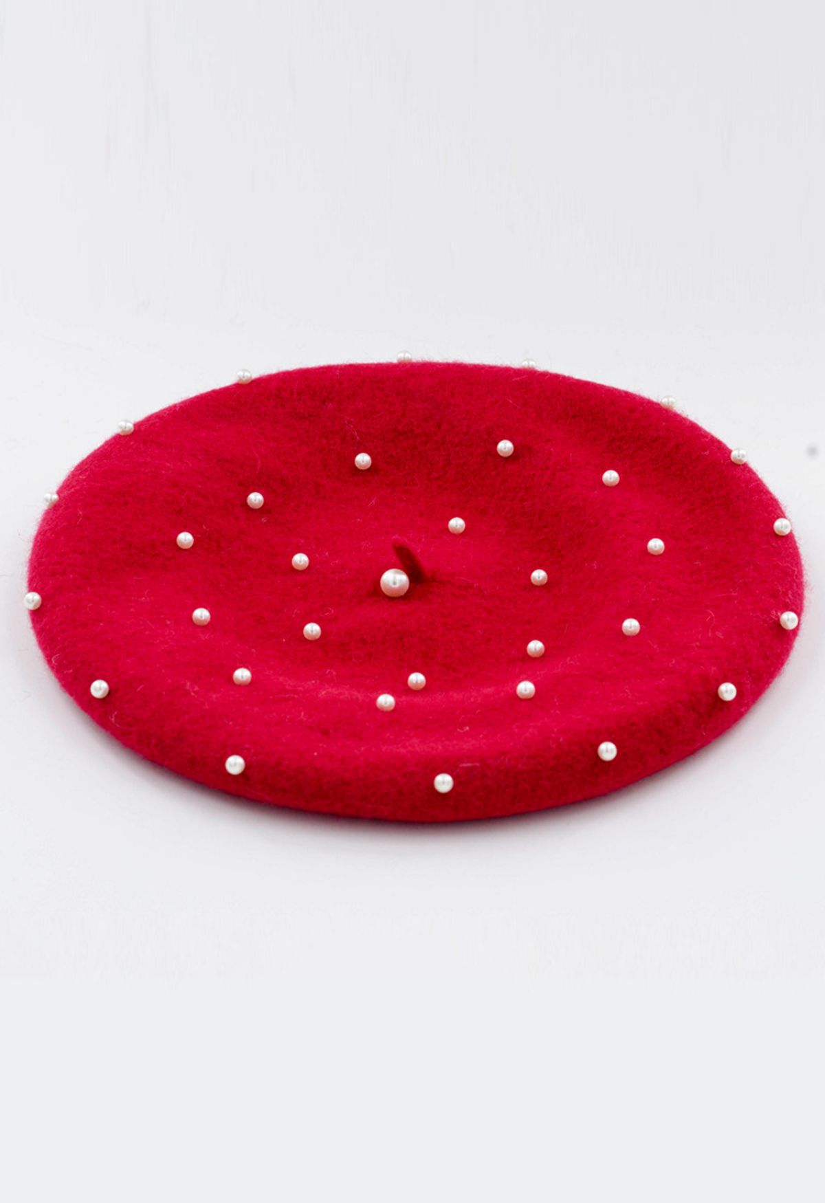 Handgemachte Perlen-Wollmischung Baskenmütze in Rot