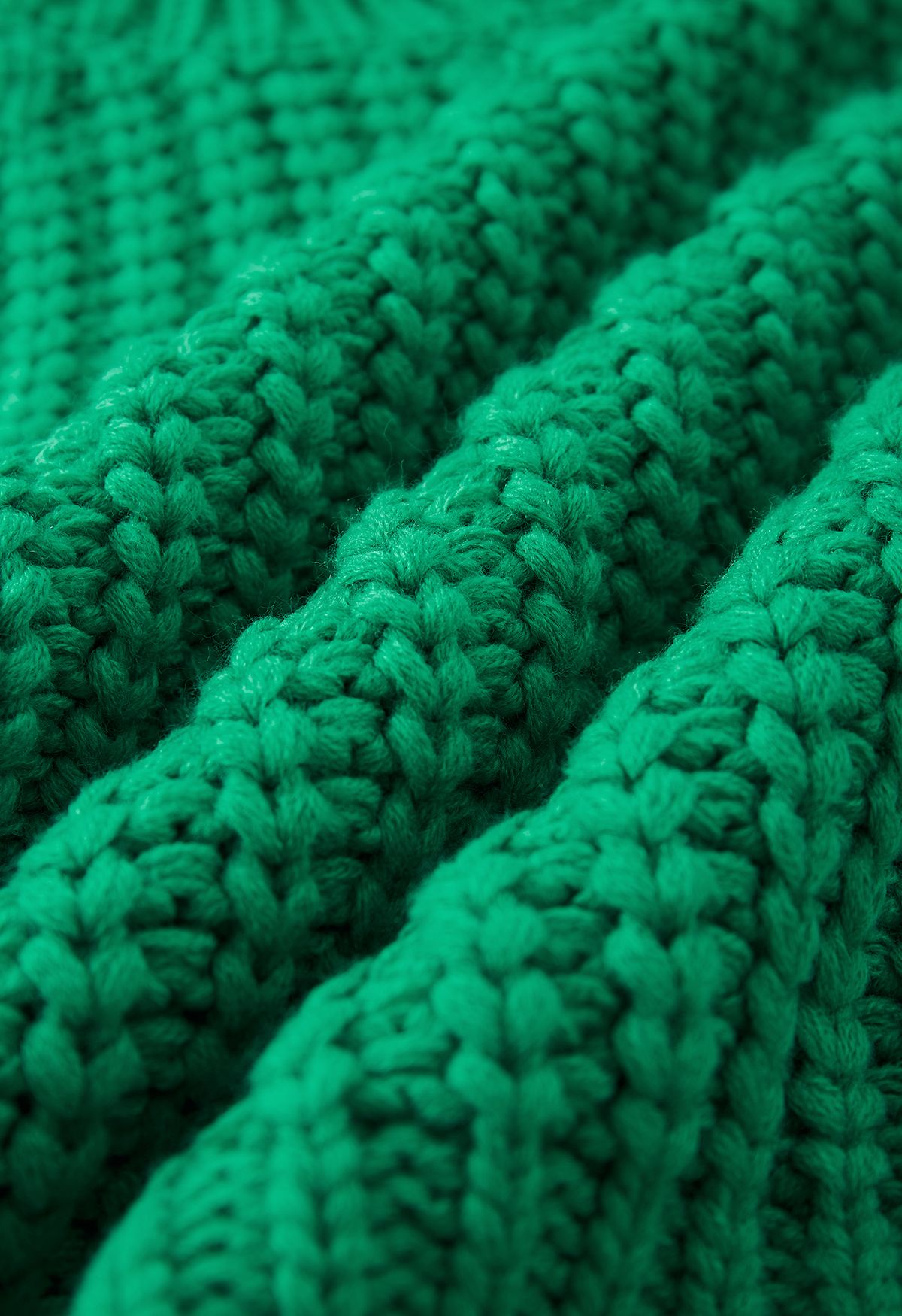 Grobstrickpullover mit Stehkragen in Grün