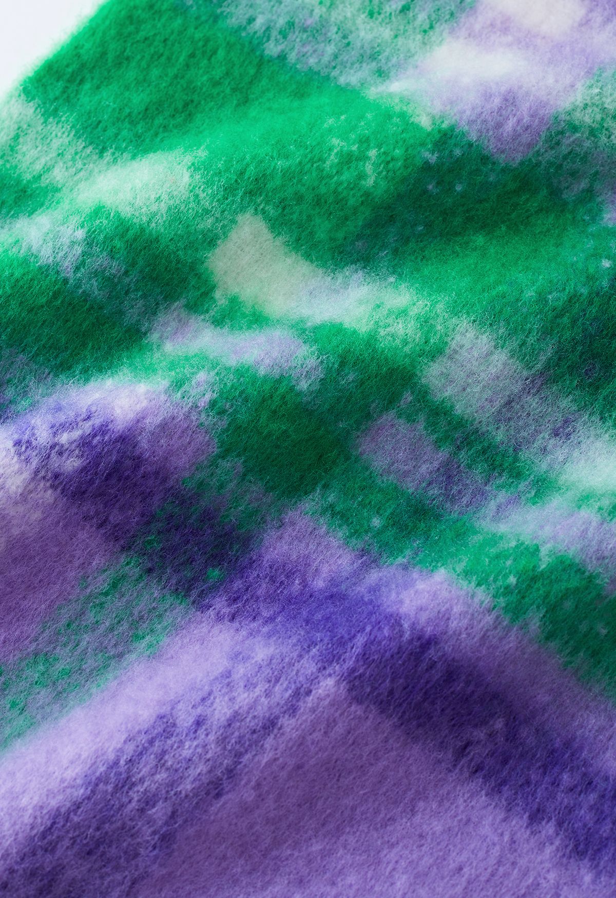 Fuzzy Mohair Plaid Pattern Schal in Flieder