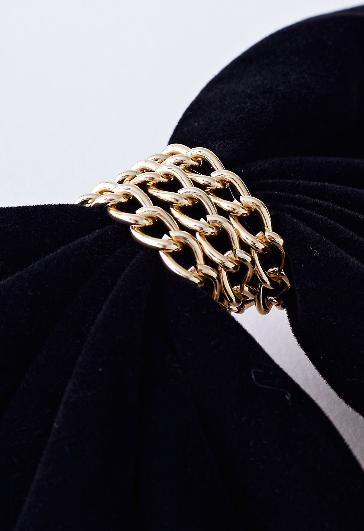 Velvet Bowknot Goldkette Haarspange in Schwarz