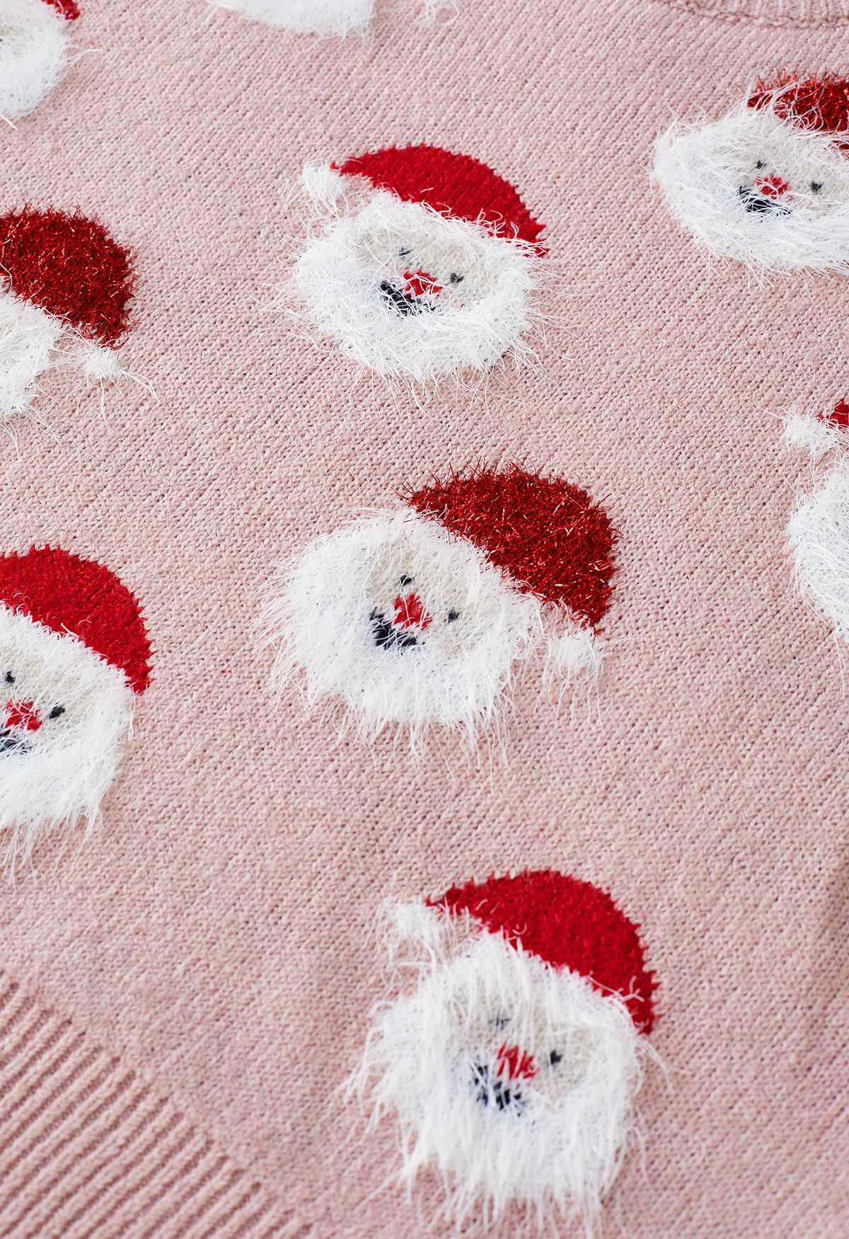 Fuzzy Weihnachtsmann Strickoberteil in Pink