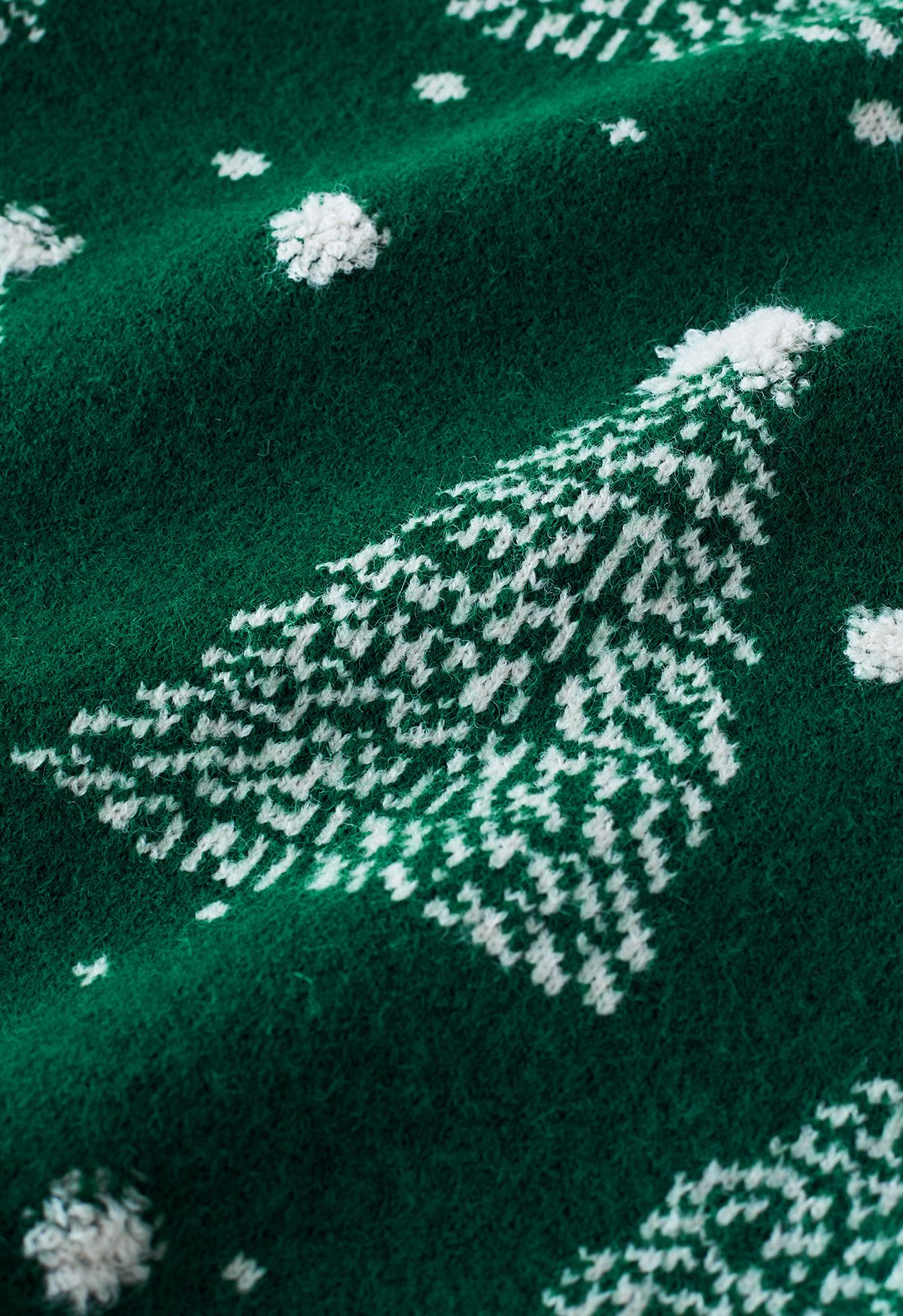 Weihnachtsbaum-Muster-Jacquard-Strickpullover in Grün