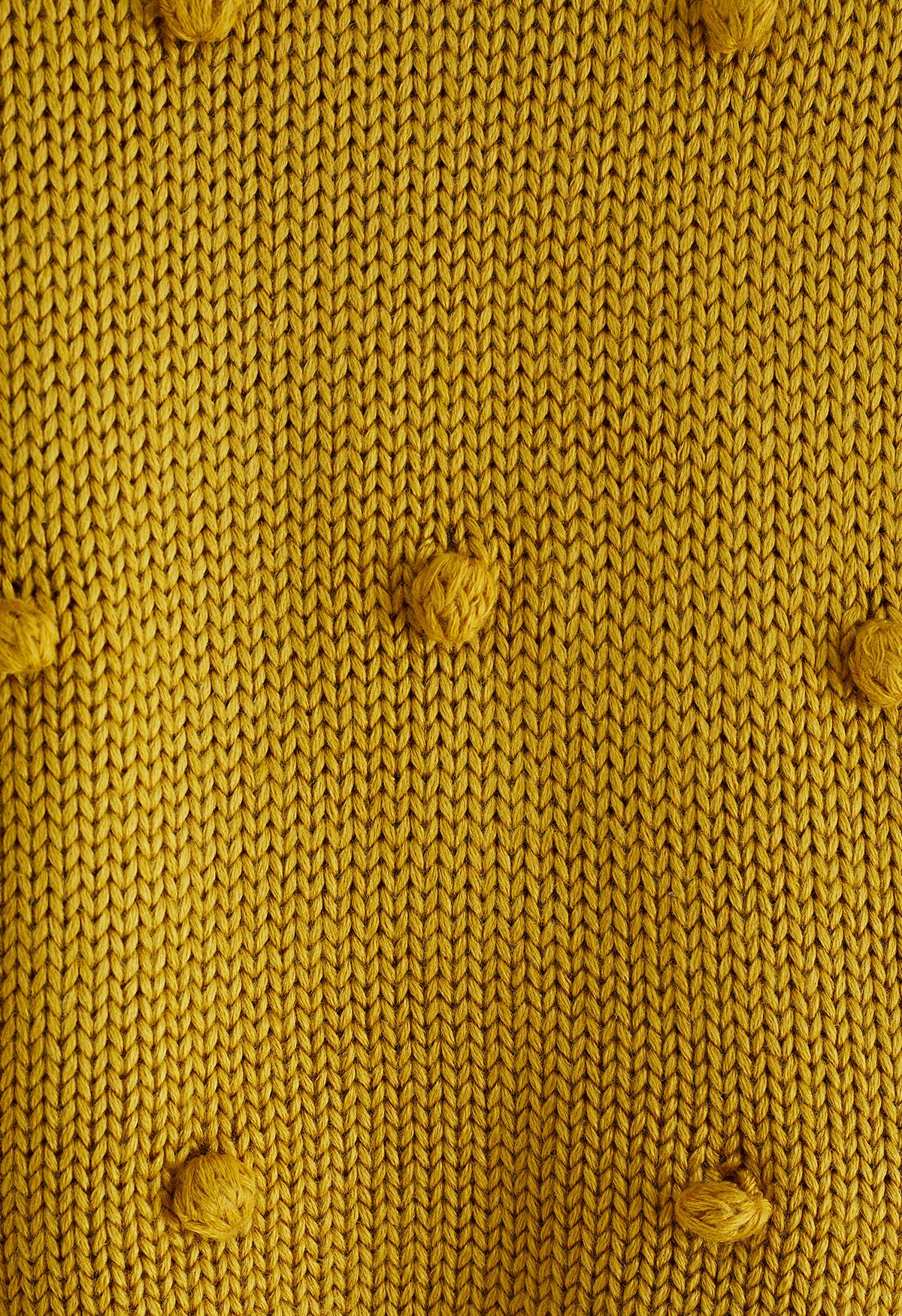 Pom-Pom Handgestrickter Pullover in Senf für Kinder