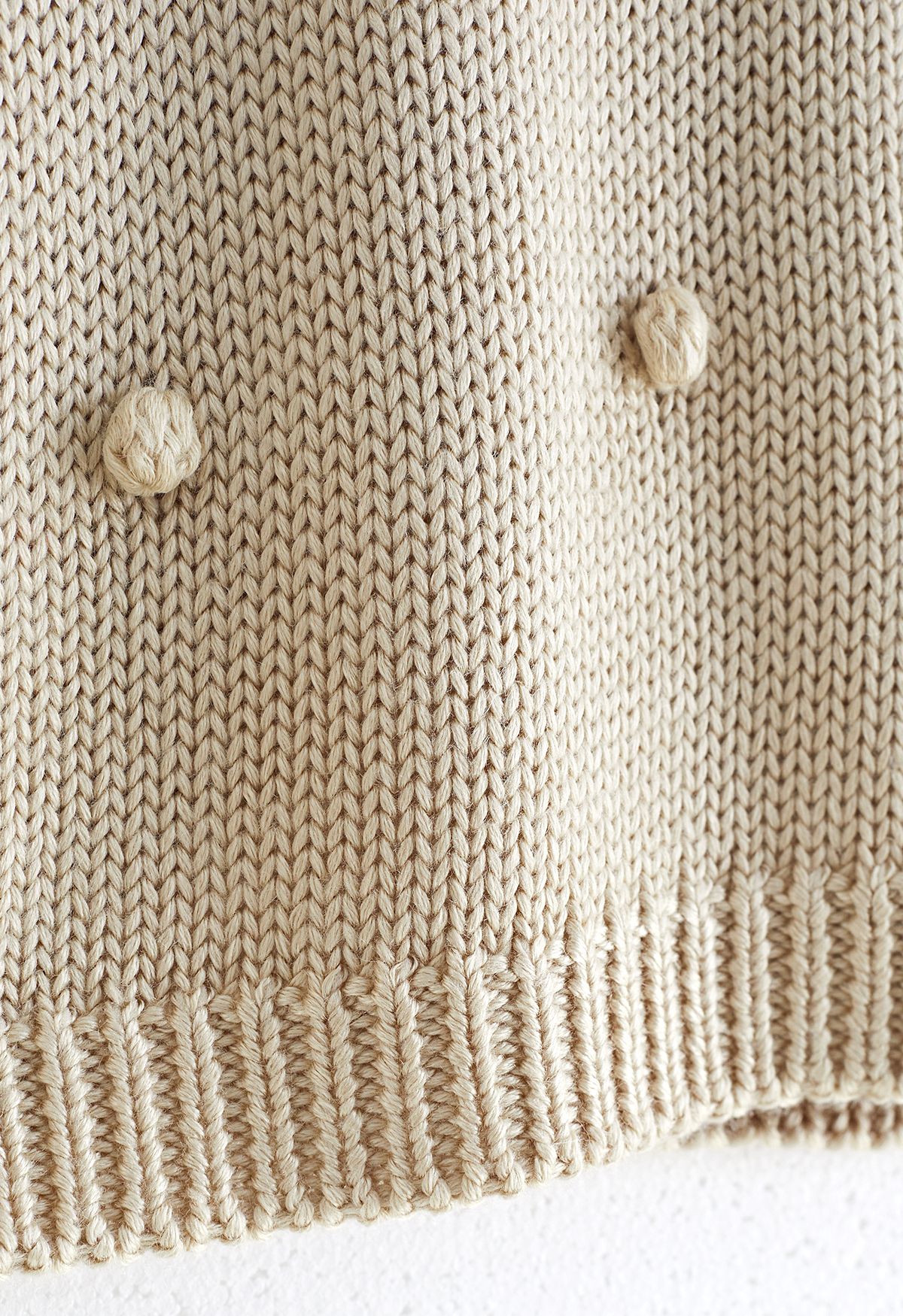 Pom-Pom Handgestrickter Pullover in Creme für Kinder