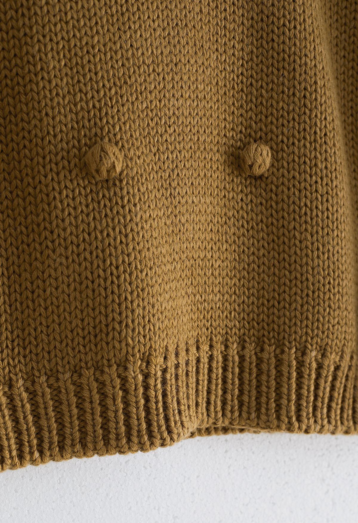 Pom-Pom Handgestrickter Pullover in Karamell für Kinder