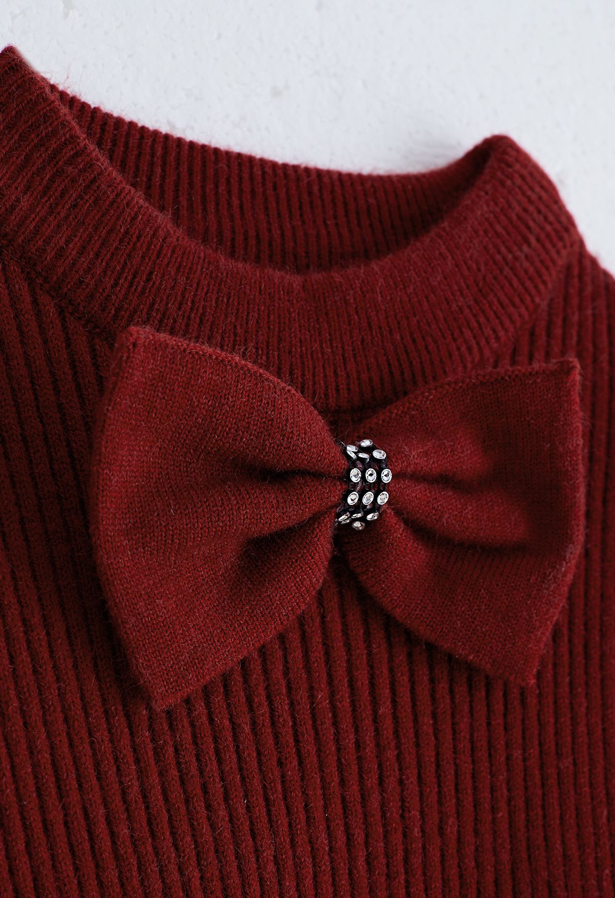 Süßes rotes Bowknot-Strickkleid für Kinder