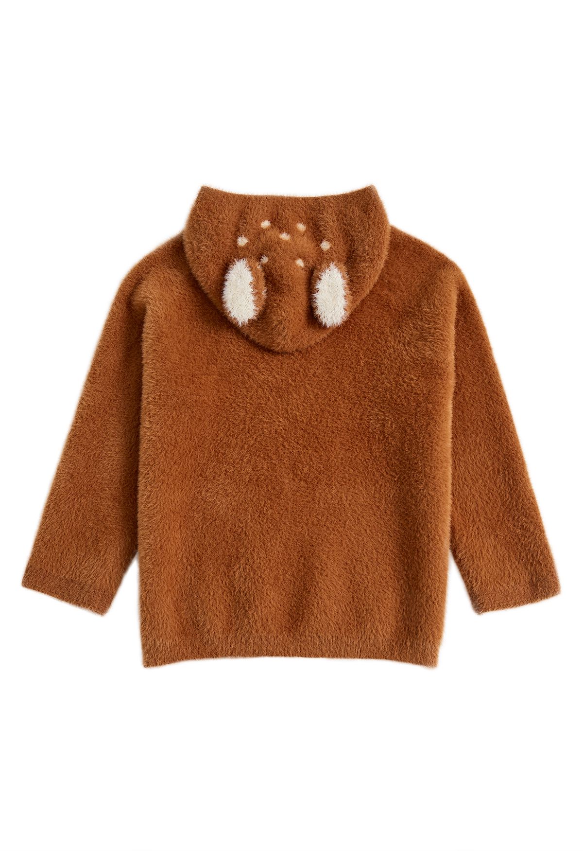Sika Deer Fuzzy Knit Kapuzenpullover in Karamell für Kinder