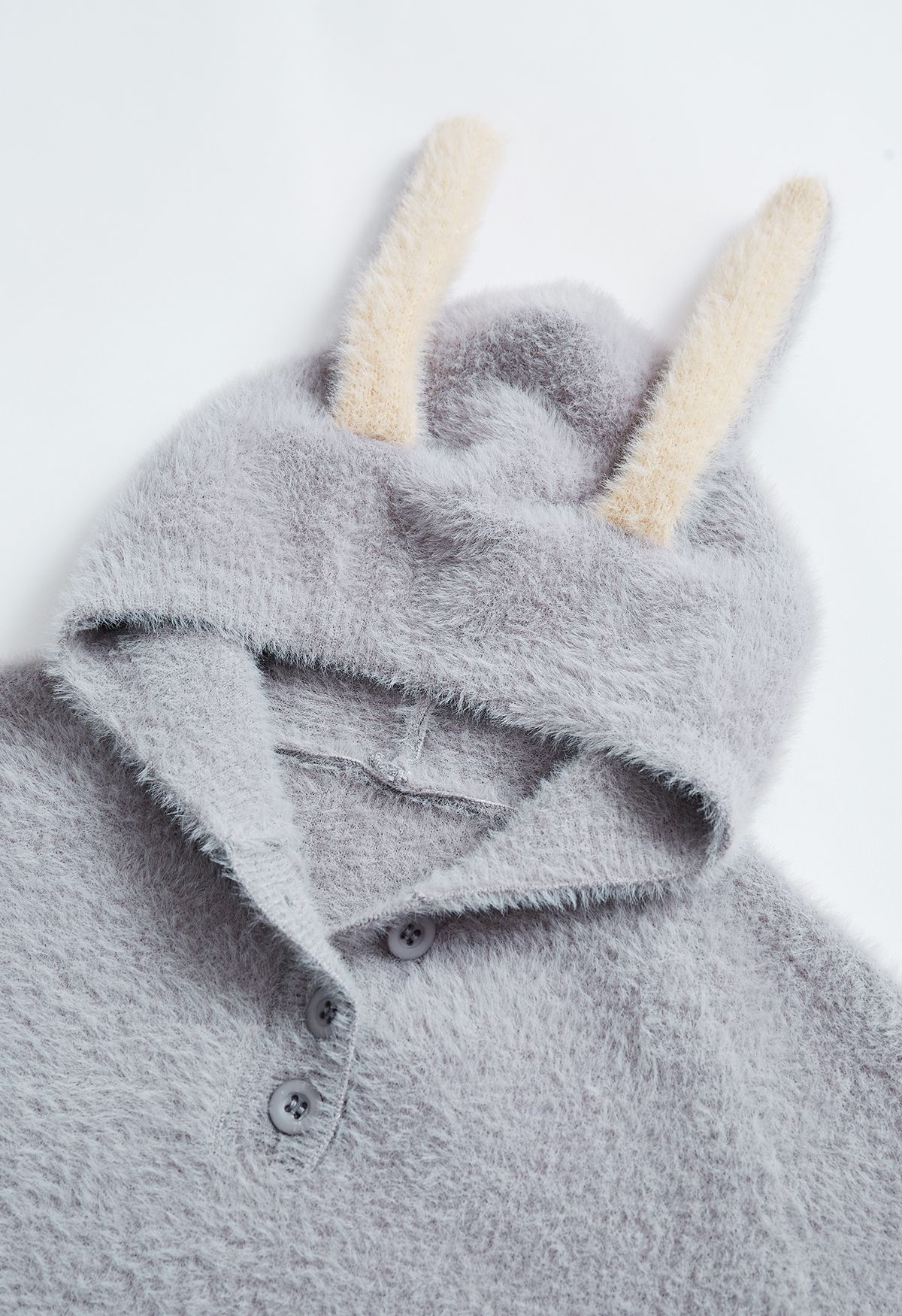 Lovely Bunny Fuzzy Knit Kapuzenpullover in Grau für Kinder