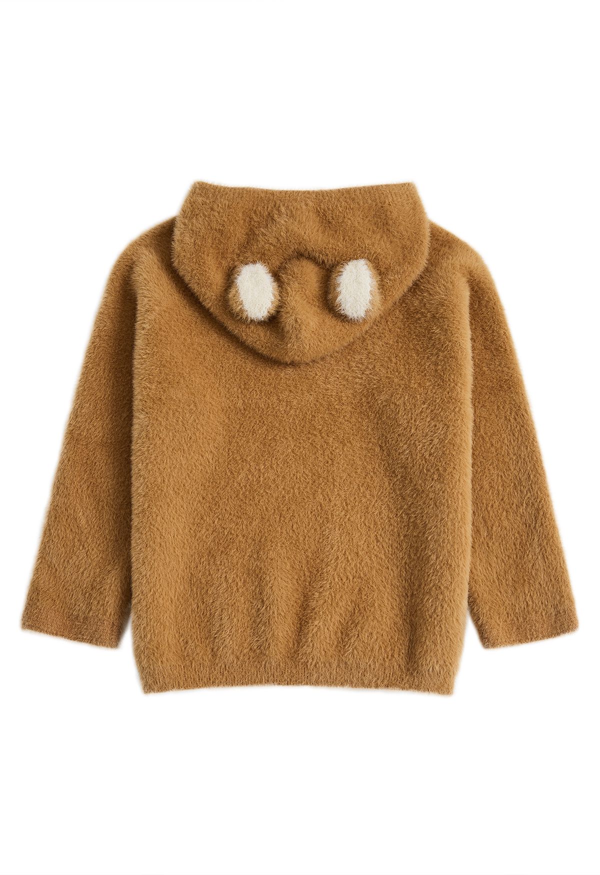 Cute Bear Fuzzy Knit Hooded Sweater in Hellbraun für Kinder