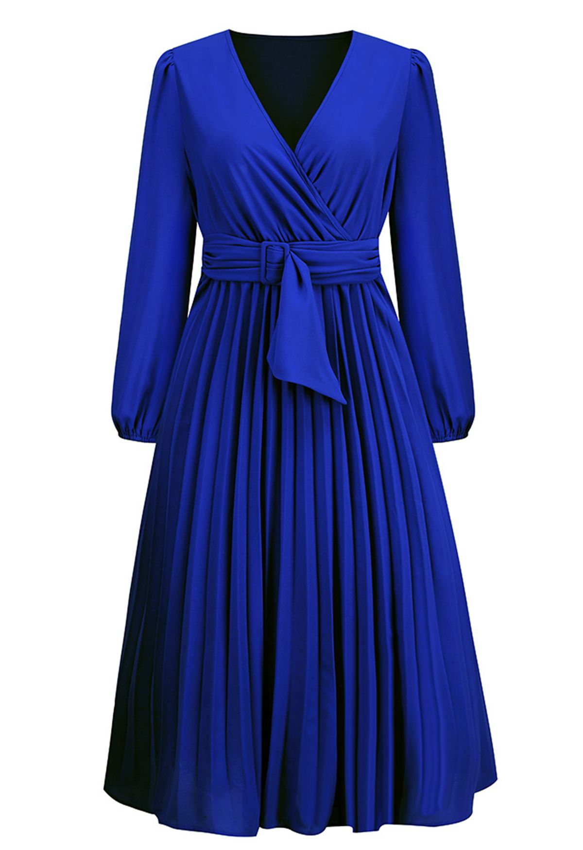 Wickelkleid mit Gürtelschnalle vorne in Indigo