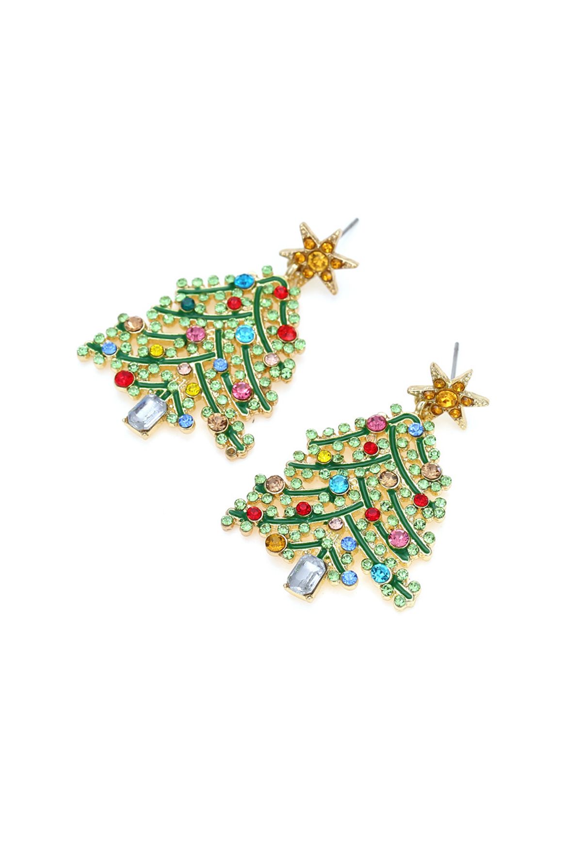 Glänzende Weihnachtsbaum-Öl-Spilling-Ohrringe