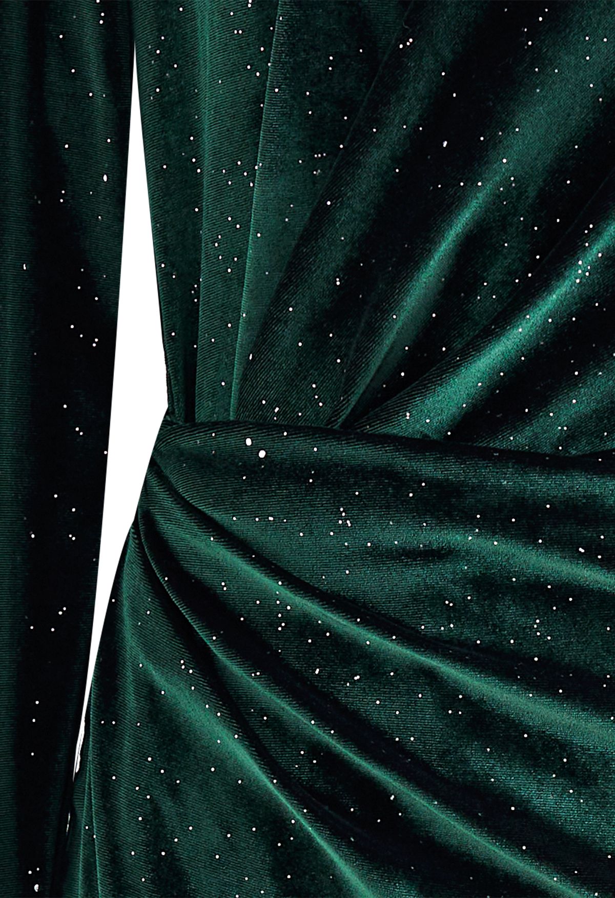 Glitzerndes Midi-Wickelkleid aus Samt in Smaragdgrün