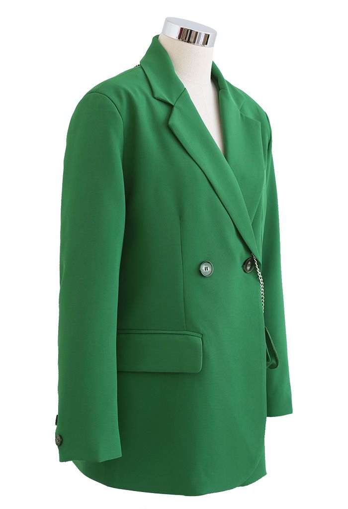 Pad-Shoulder-Blazer mit Mini-Tasche in Grün