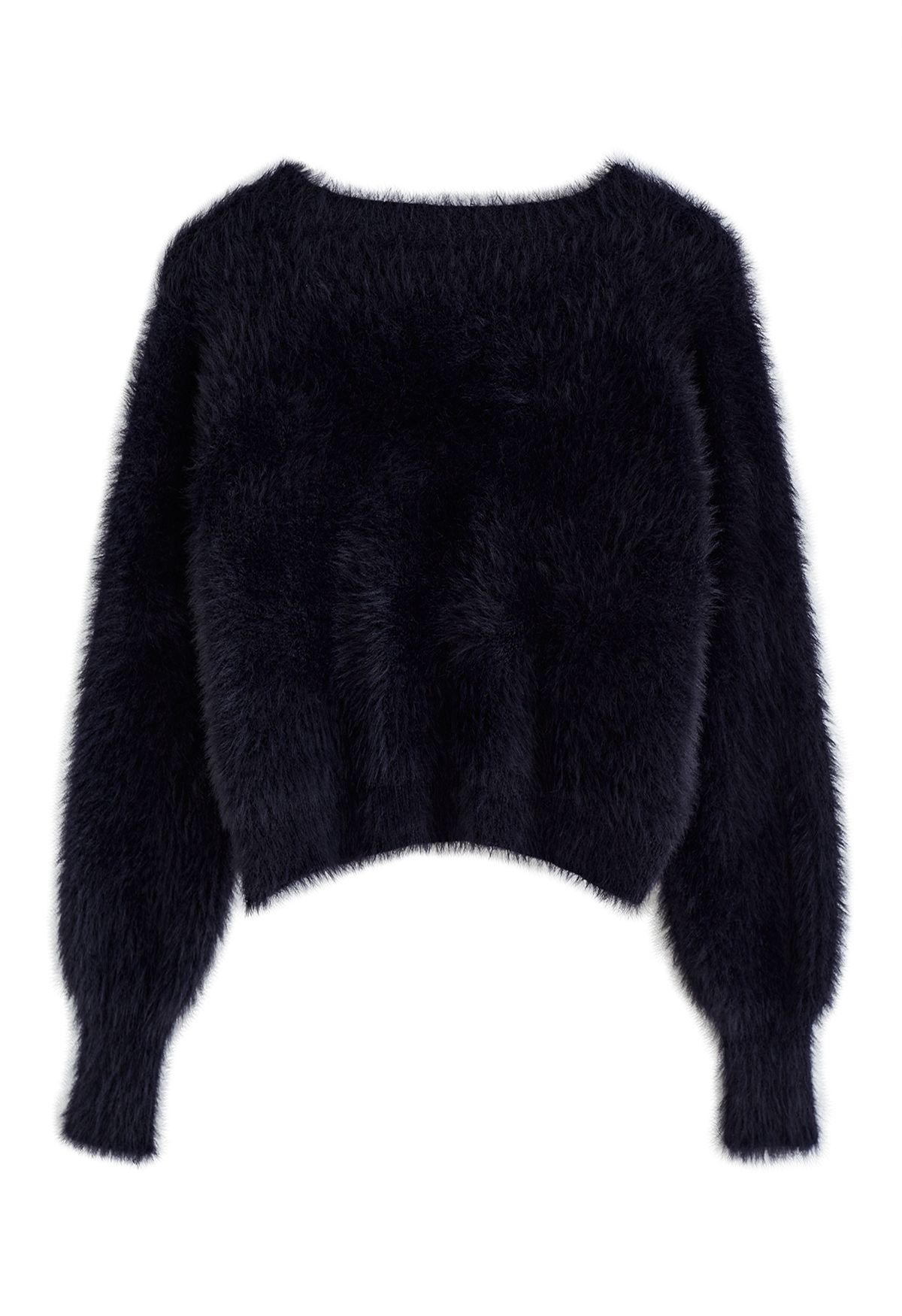Fuzzy Cami Top und Pearly Buttoned Cardigan Set in Schwarz