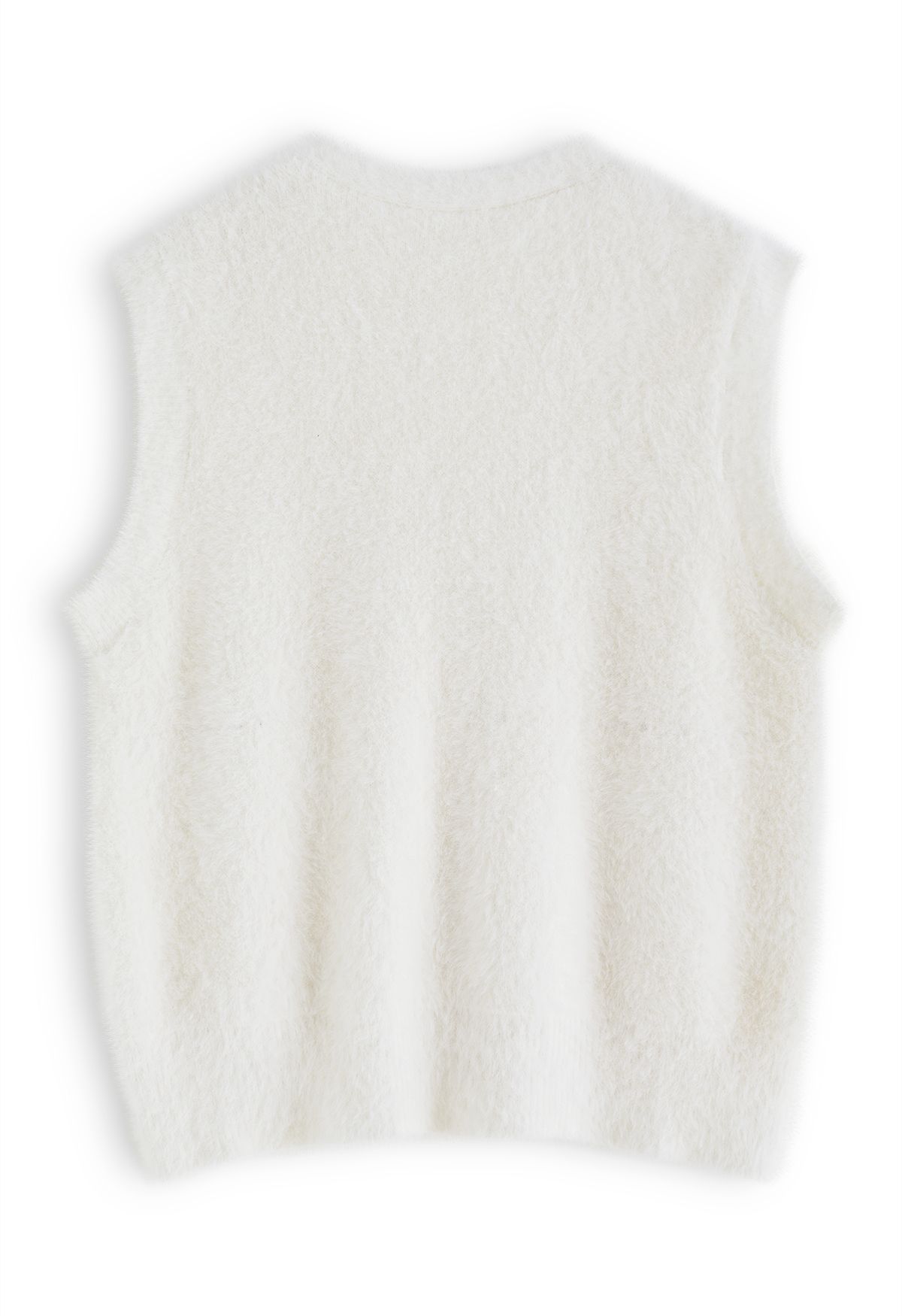 Fuzzy Soft Touch Button-Down-Weste in Weiß