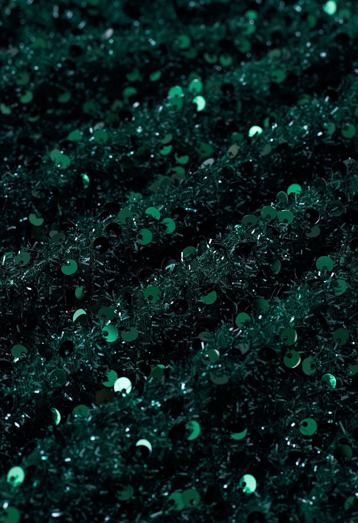 Rüschen-Ein-Schulter-Kleid mit buntem Paillettenbesatz in Smaragd