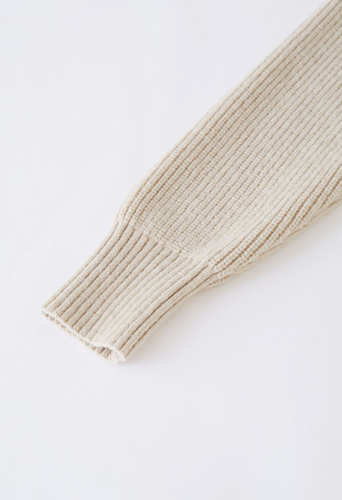 Rippstrickpullover mit abnehmbarem Schal in Oatmeal