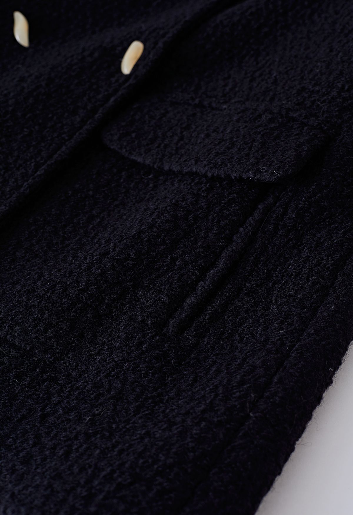 Mantel aus Wollmischung mit Pattentaschen in Schwarz