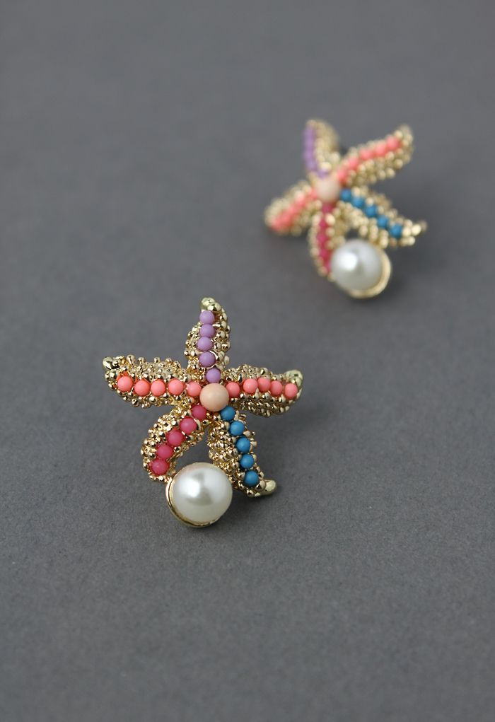 Seestern-Ohrringe mit Perlenverzierung