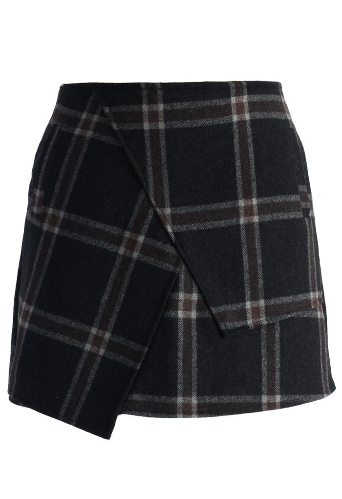 Asymmetrischer Tartan Wollmischung Bud Skirt