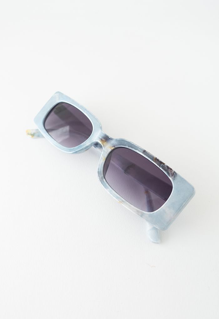 Rechteckige Vollrand-Sonnenbrille in Blau