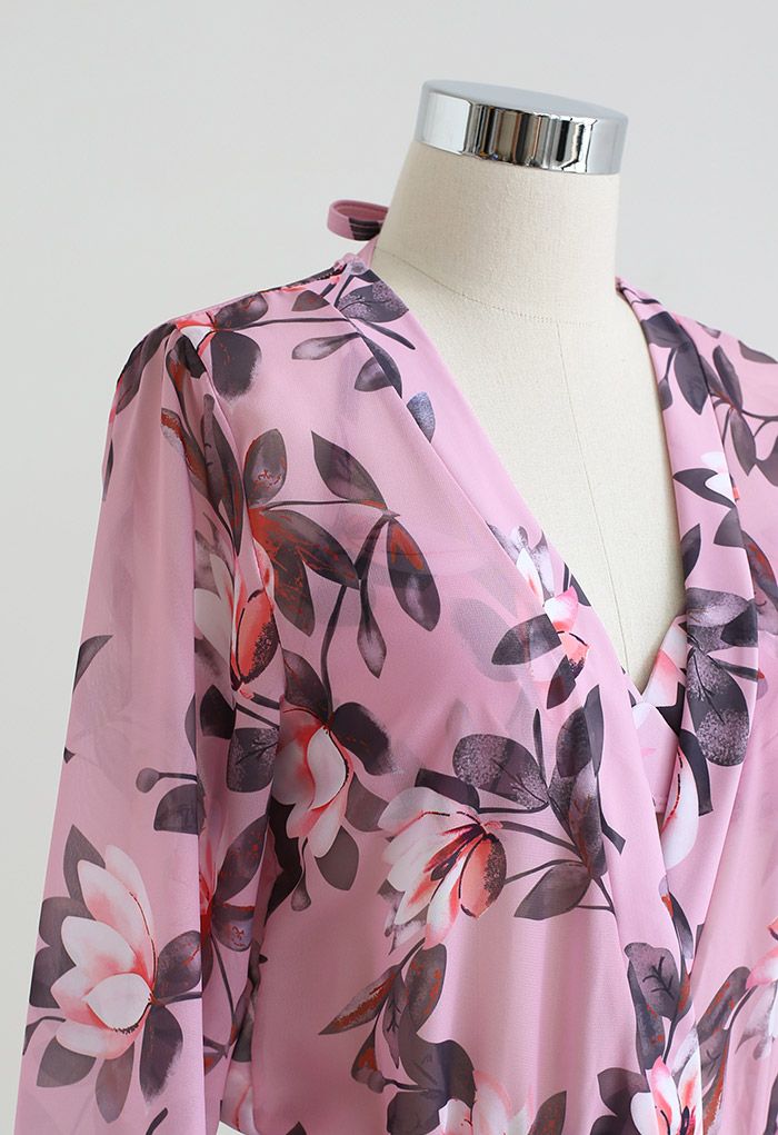 Magnolia zweiteiliges Langarm-Bikini-Set in Pink