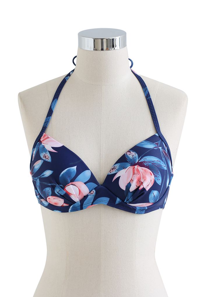 Magnolia zweiteiliges Langarm-Bikini-Set in Marineblau