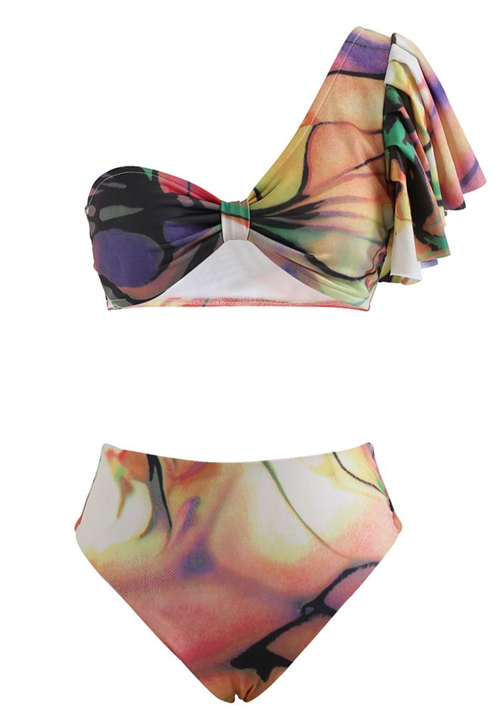 Reich gefärbtes One-Shoulder-Bikini-Set