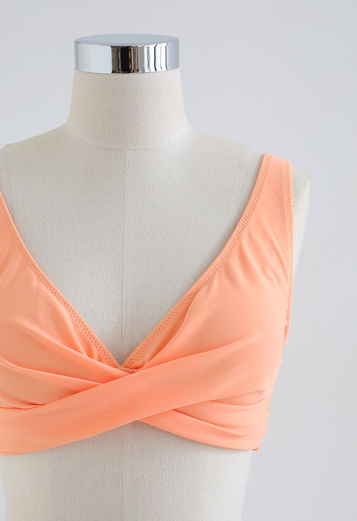 Vorne gekreuztes Bikini-Set zum Schnüren in Orange