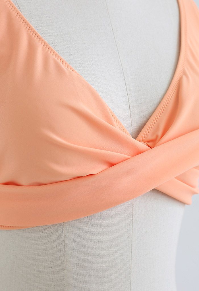 Vorne gekreuztes Bikini-Set zum Schnüren in Orange